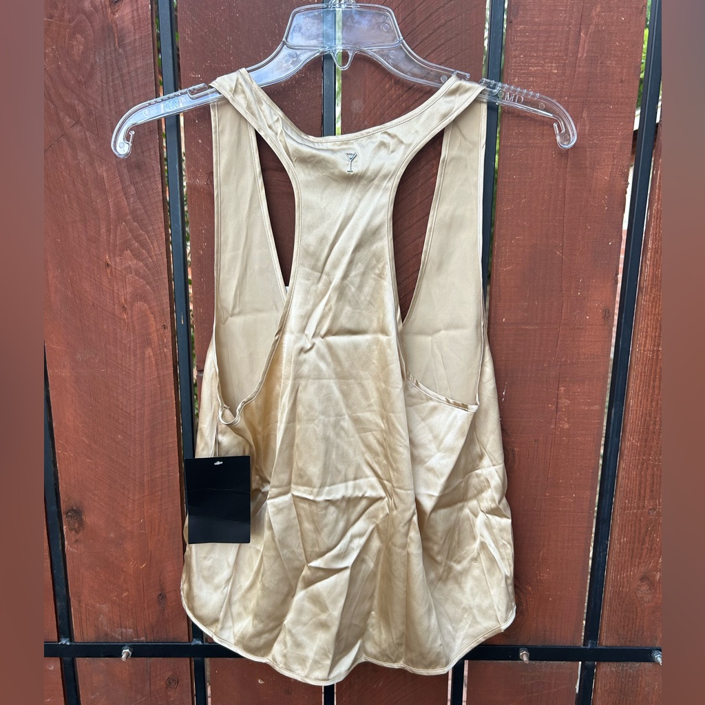 Retrofete Gold Satin Scoop Neck Tank Top — image 3 of 8